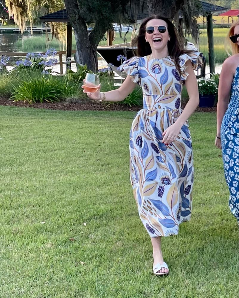 Midi Multi-Print Dress W/ Ruffle Sleeve - Image 4