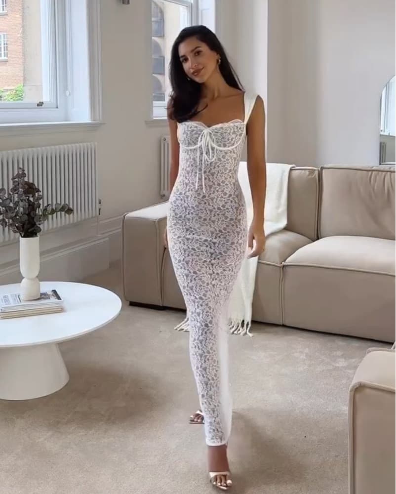 White Lace Maxi Dress - Image 1