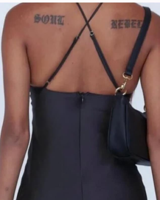 Black Satin Mini Dress  - Image 2