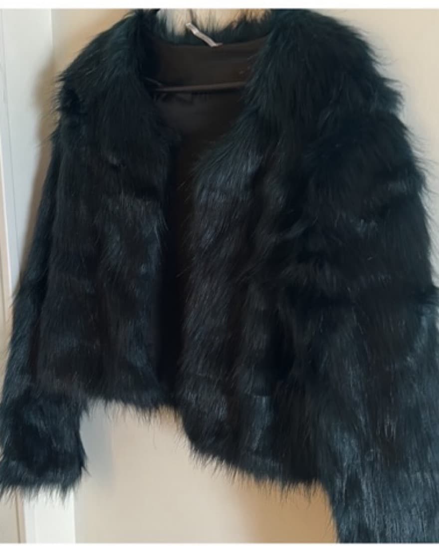 Free People Dark Green Faux Fur Coat - Image 2