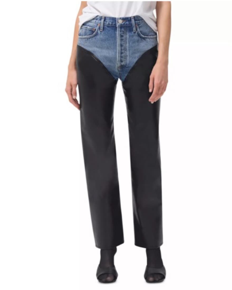 Agolde Harley Leather Denim Pants - Image 1