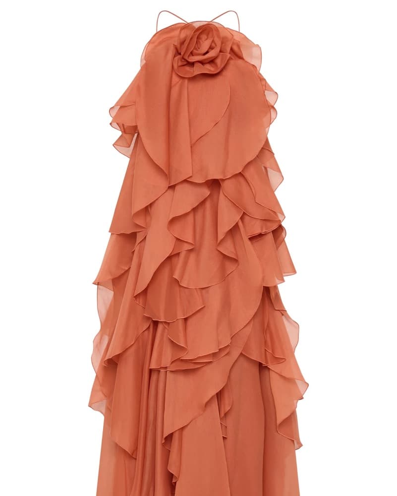 Aje Pandora Layered Maxi Dress In Coral - Image 2