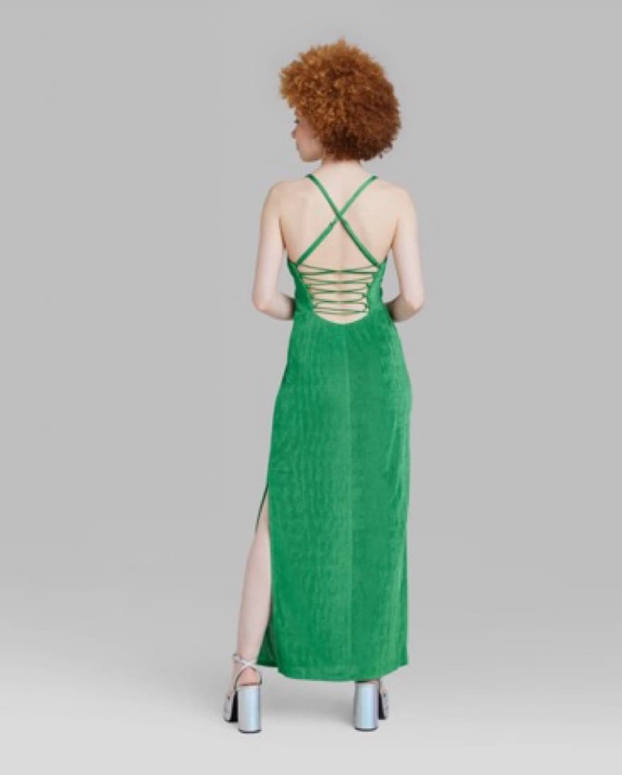 Green Cocktail Dress With Slit - Image 1