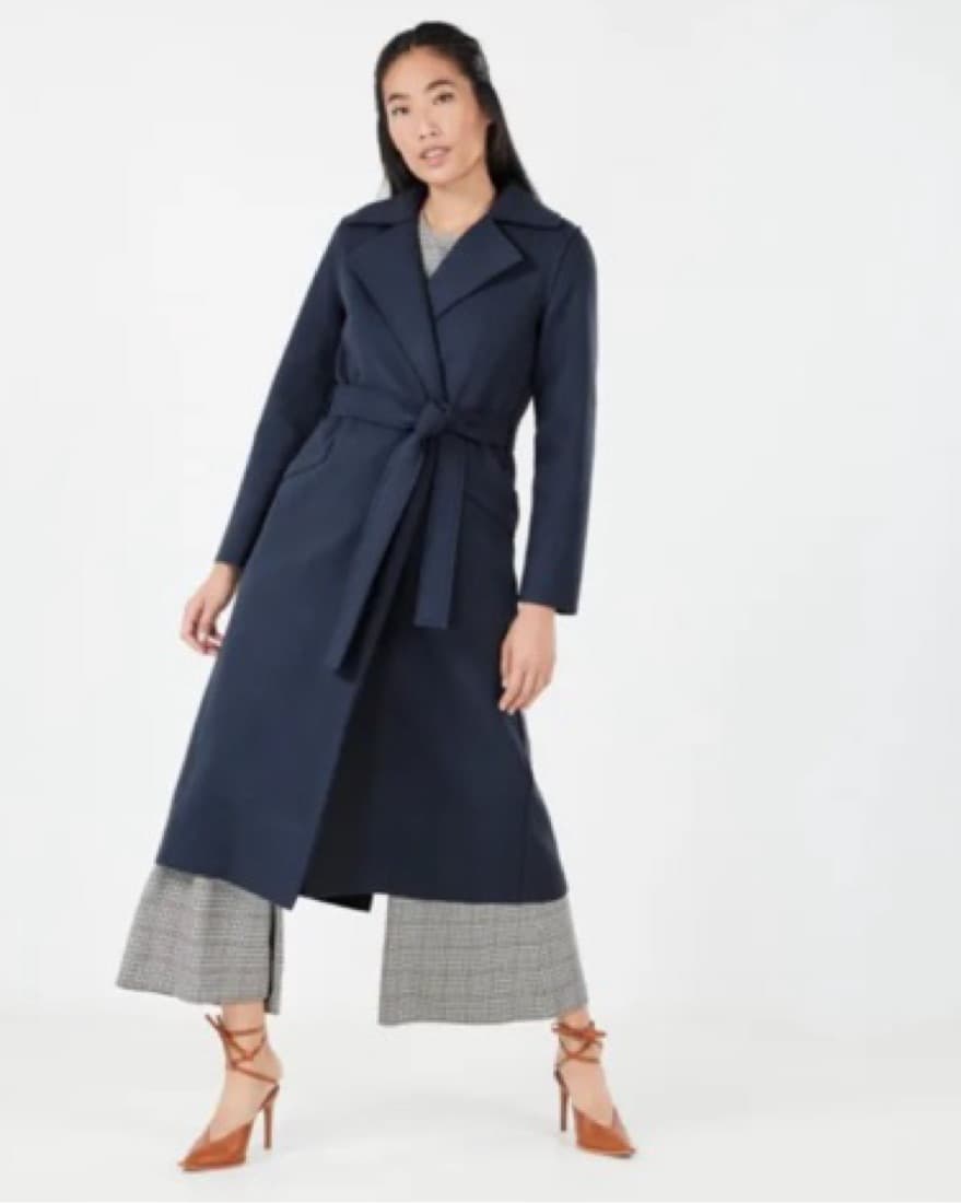 Navy Blue NOTCHCOLLAR BELTED TRENCH COAT - Image 1