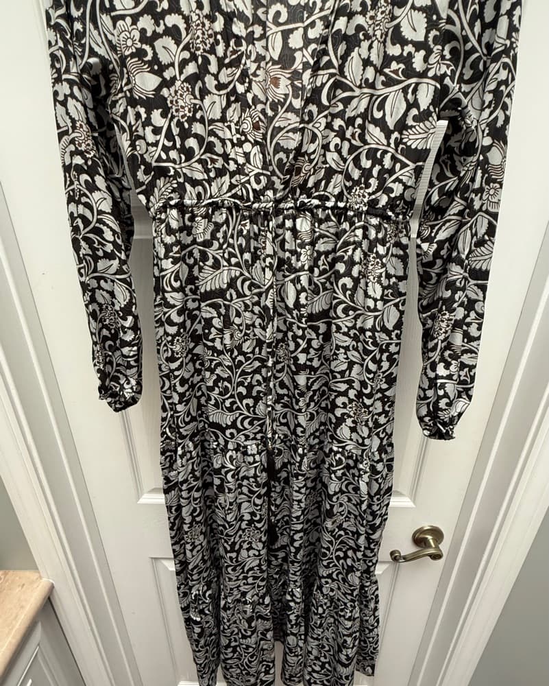 Navy Floral Maxi Dress (One Size) - Image 4