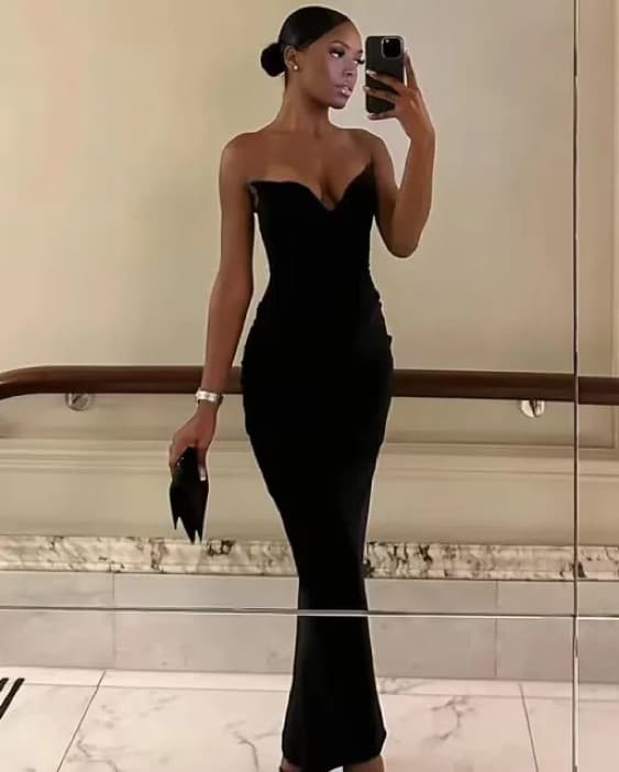 House Of CB Sabine Black Dress MEDIUM - Image 5