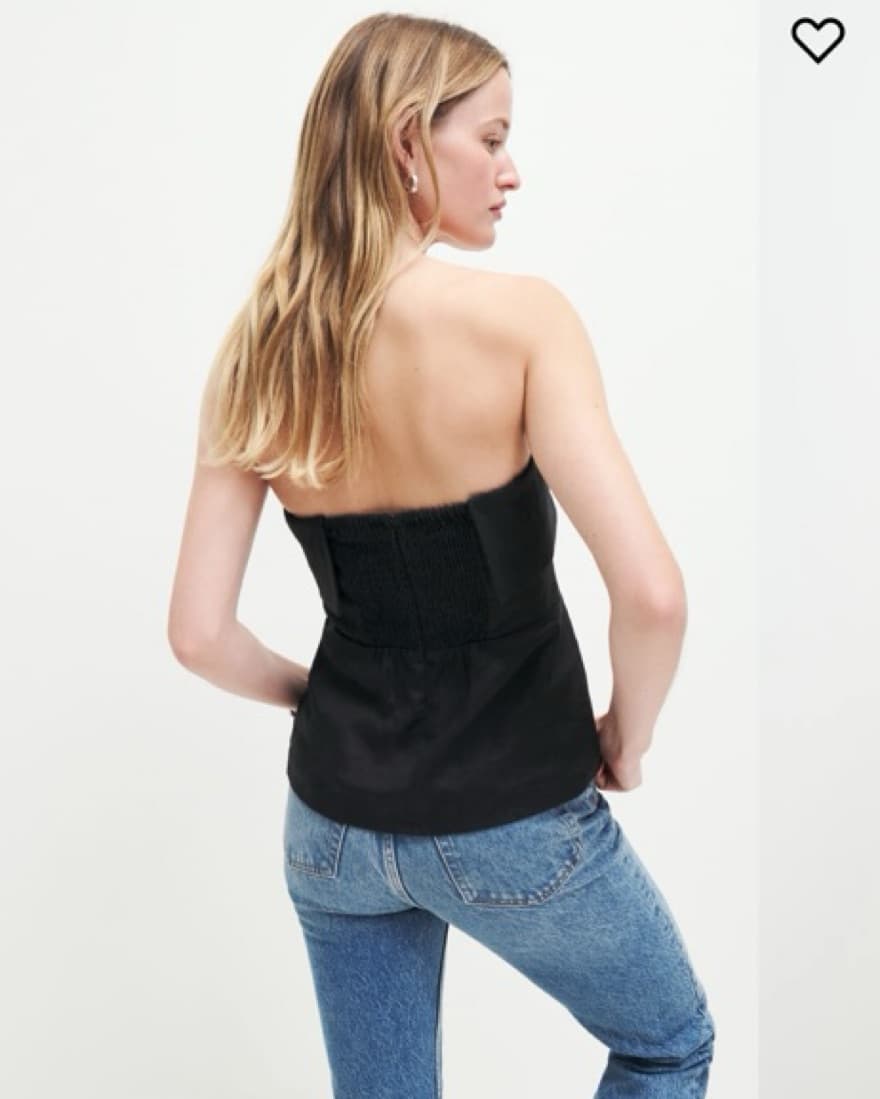 Reformation Black Linen Strapless Top - Image 2