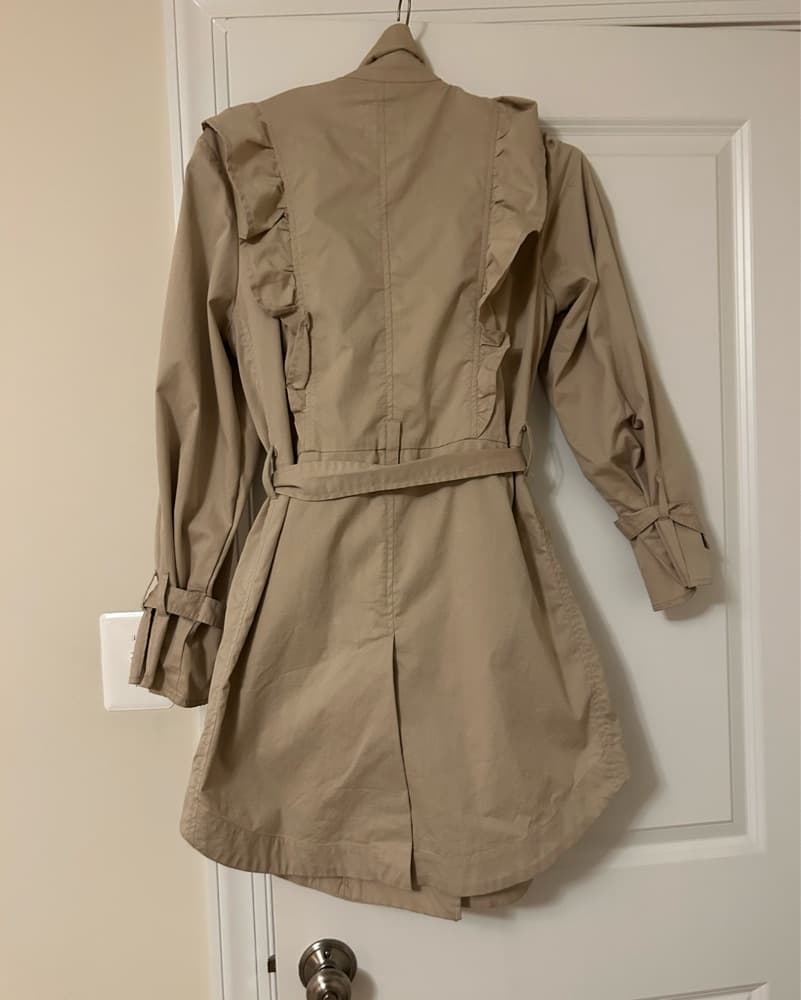 Elegant Beige Ruffled Trench Coat - Image 3