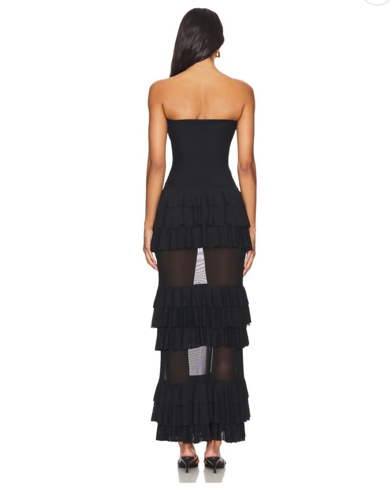 Revolve Semi Sheer Black Tiered Dress - Image 3