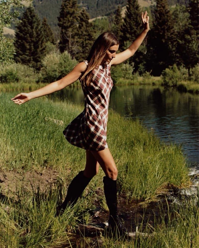 Alamere Silk Tank Dress in Plaid - Image 5