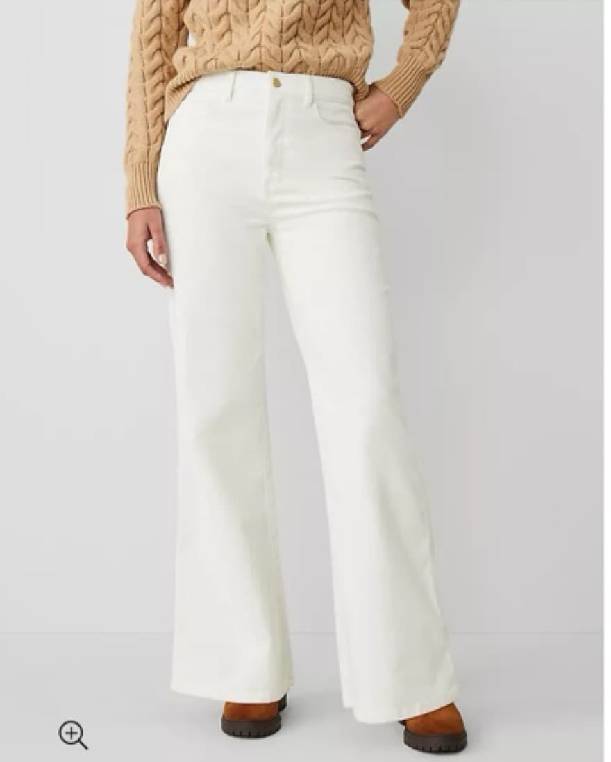 Wide-Leg White Corduroy Pant  - Image 1