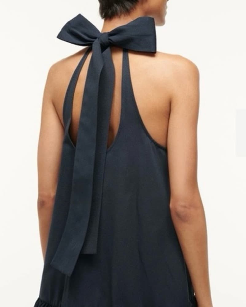 STAUD Marlowe Tiered Maxi Dress Navy S - Image 3