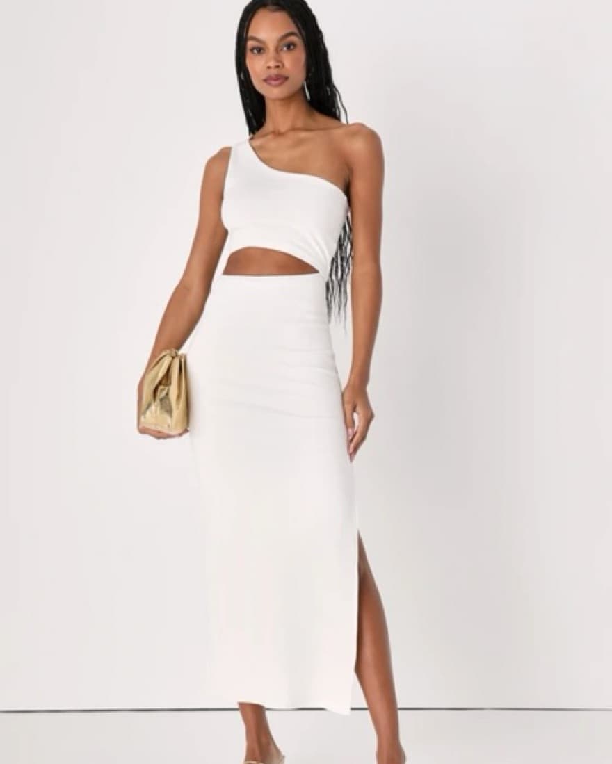Lulus Spice Things Up Ivory Ribbed Midi - Image 1