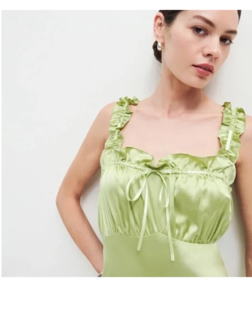 Reformation Erdem Silk Dress in Green - Image 2