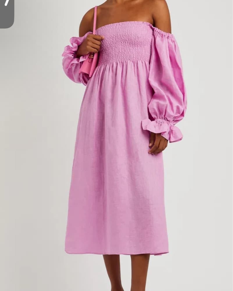 Pink Linen Sleeper Dress - Image 1