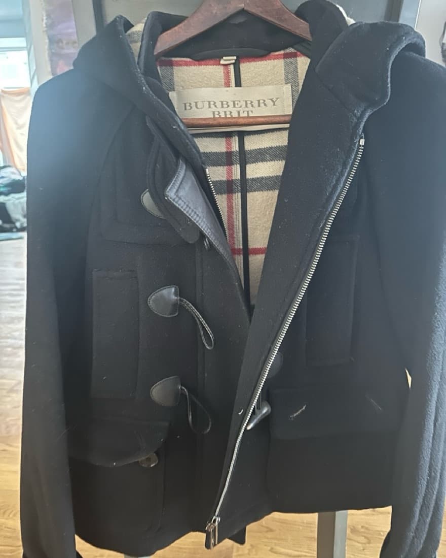 Burberry Brit Plaid Wool Coat - Image 1