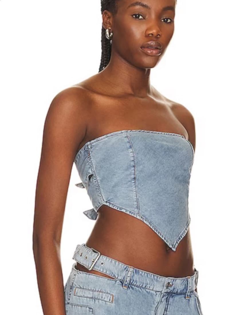 SER.O.YA  Denim Strapless Top - Image 2