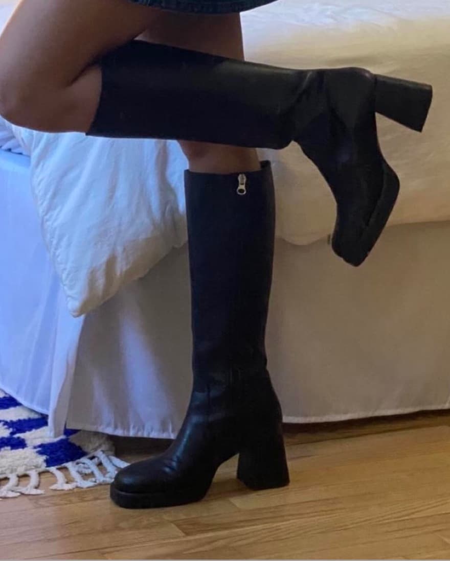 Black Leather Knee High Boots - Image 3