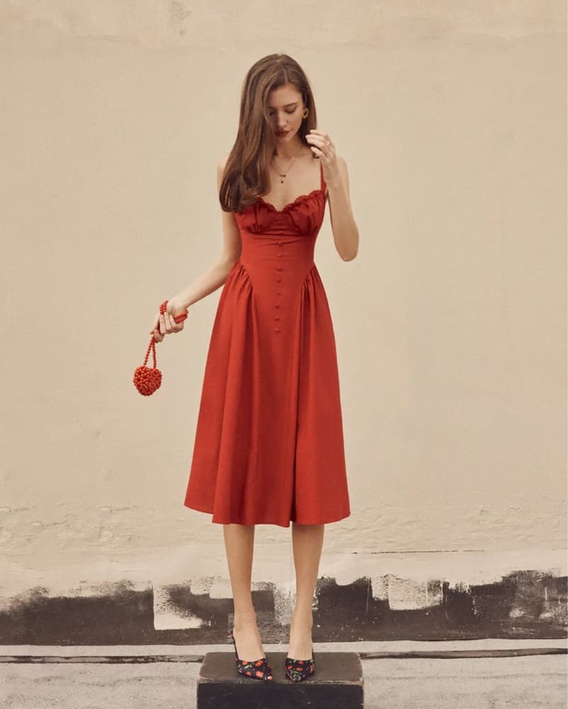 Enchanting Red Midi Dress - Image 1