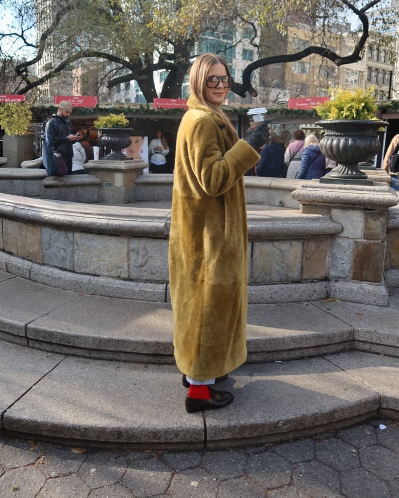 Nour Hammour Chartreuse Fur Coat - Image 3