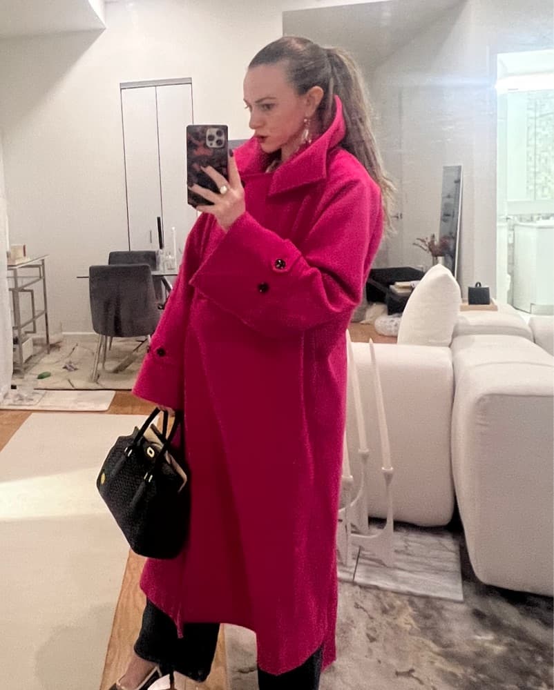 Vibrant Pink Wool Coat - Image 2