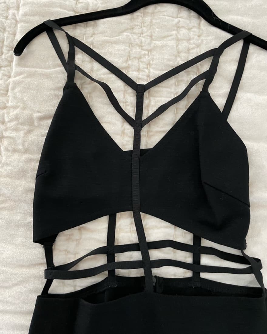Black Cage Cutout Mini Dress - Image 3