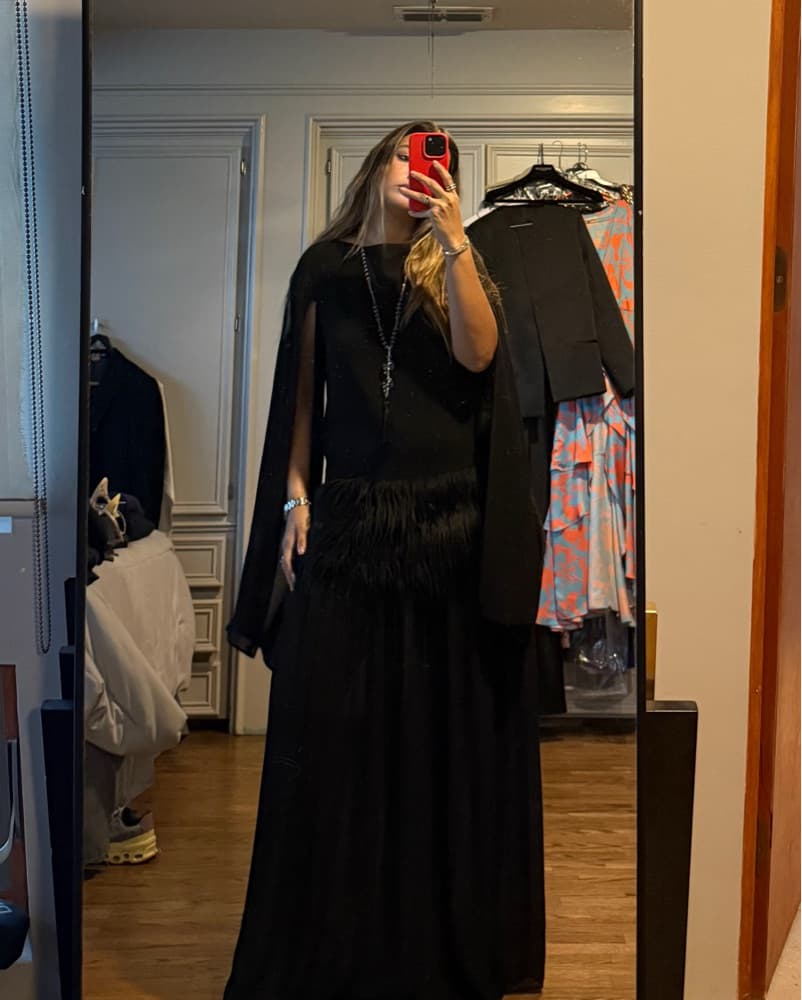 Elegant Feathered Maxi Dress - Image 4
