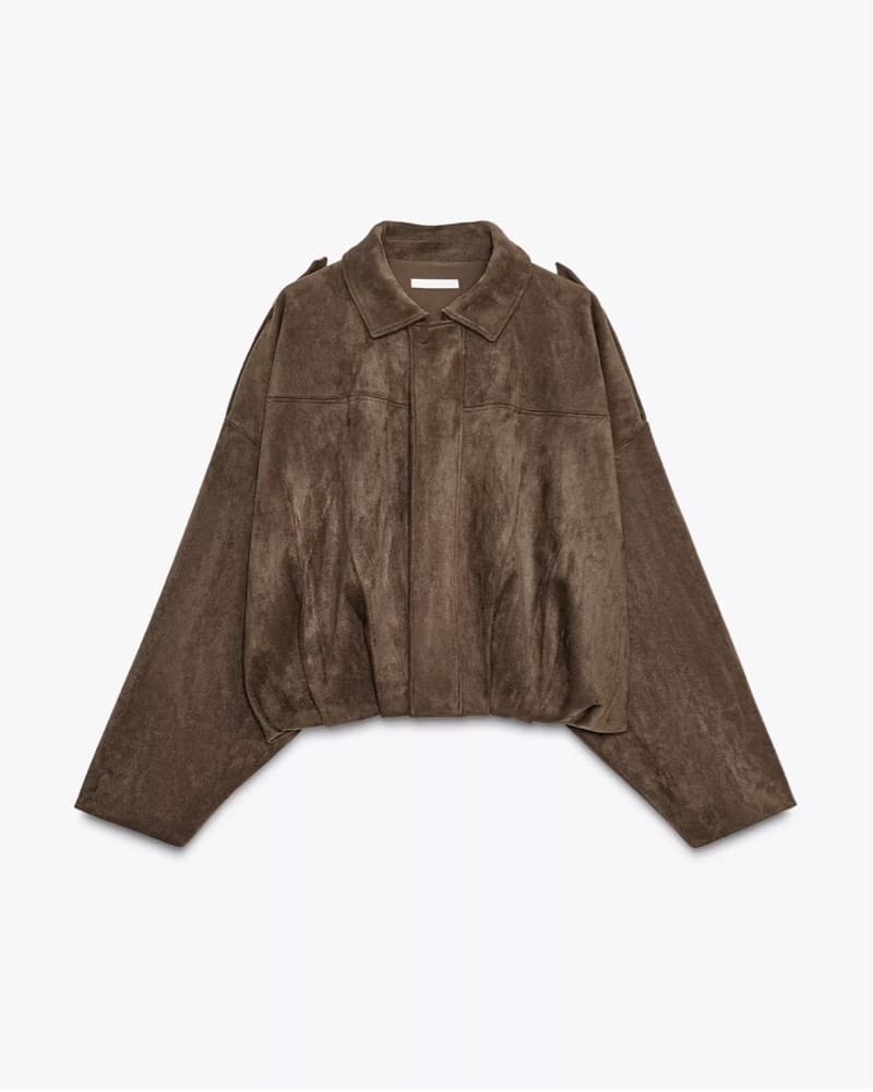 Suede Bomber Jacket - Brown - Image 2