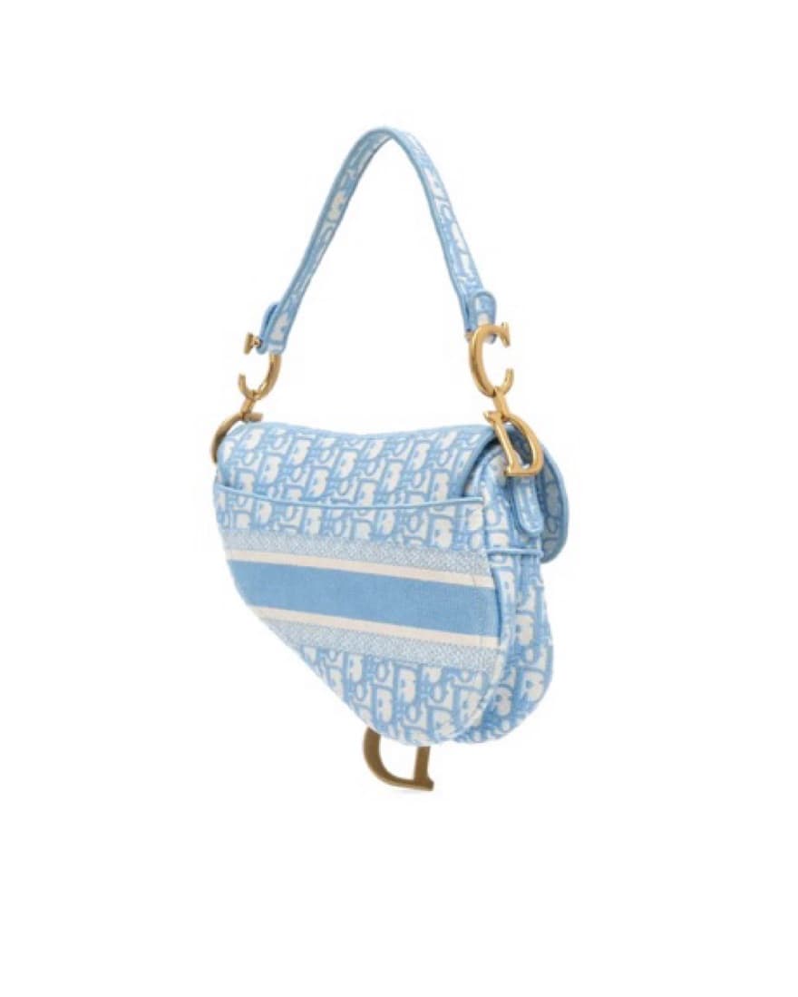 Dior Oblique Cornflower Blue Saddle Bag - Image 2
