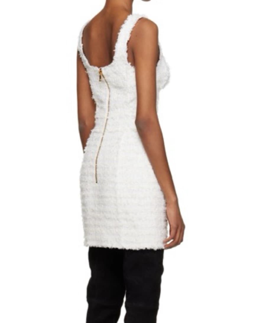 Balmain White Fringe Mini Dress - Image 6