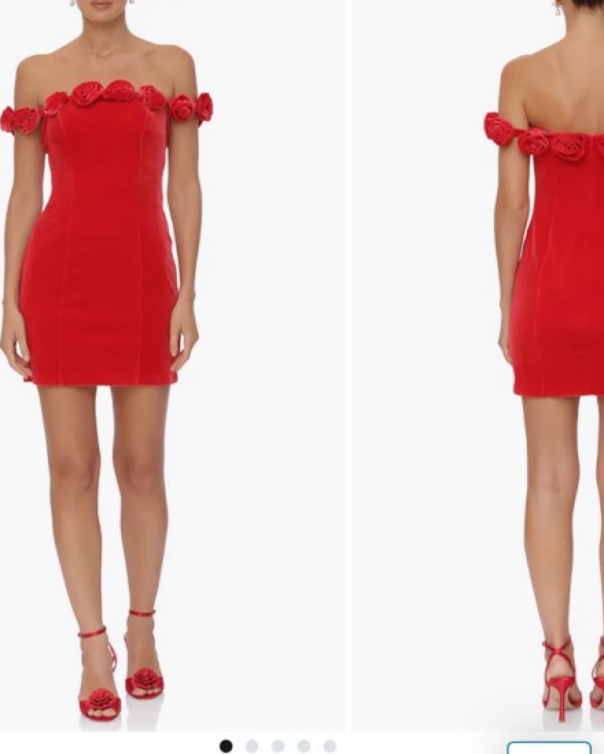 Red Rose Off The Shoulder Mini Dress - Image 5