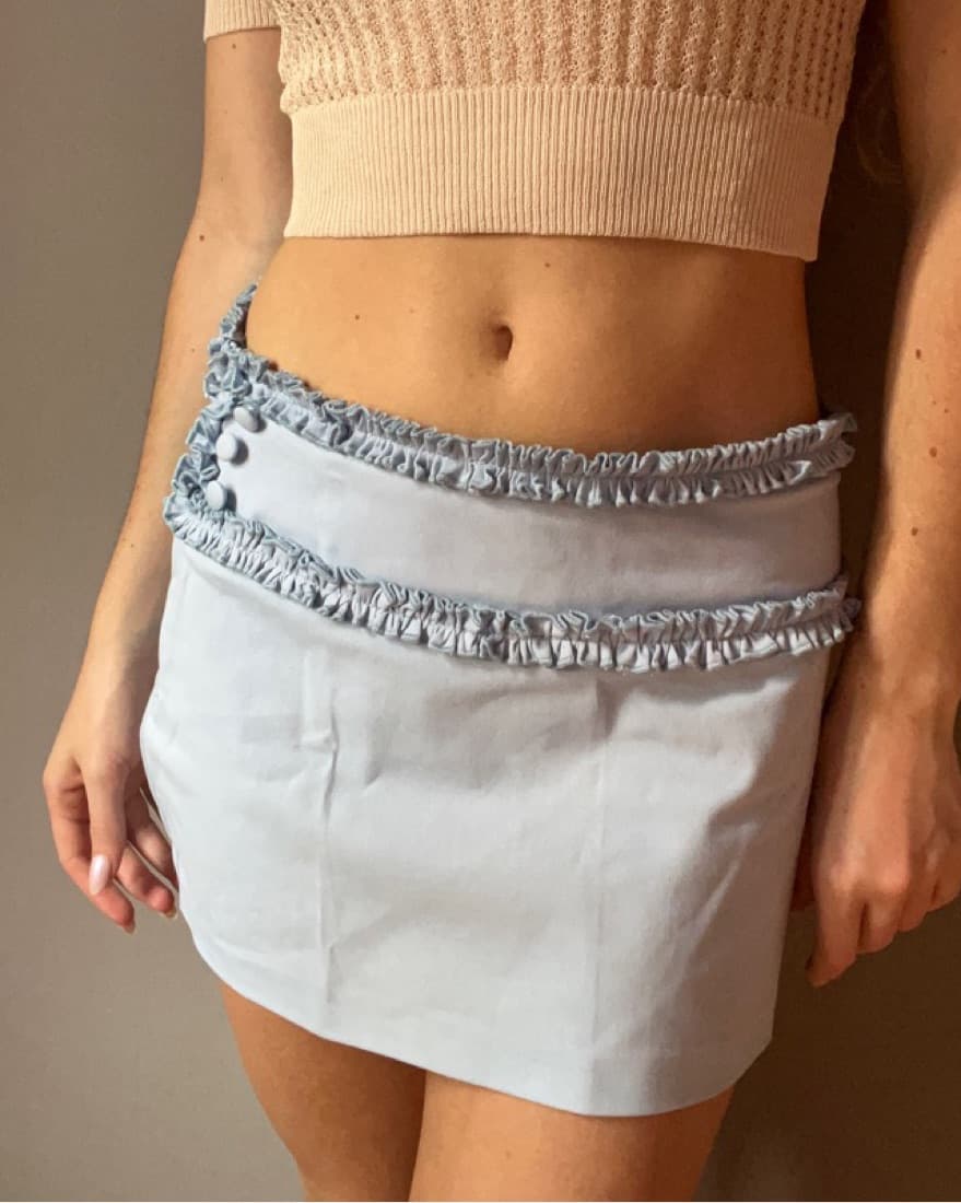 Baby Blue Daniel Guizio Mini Skirt  - Image 2