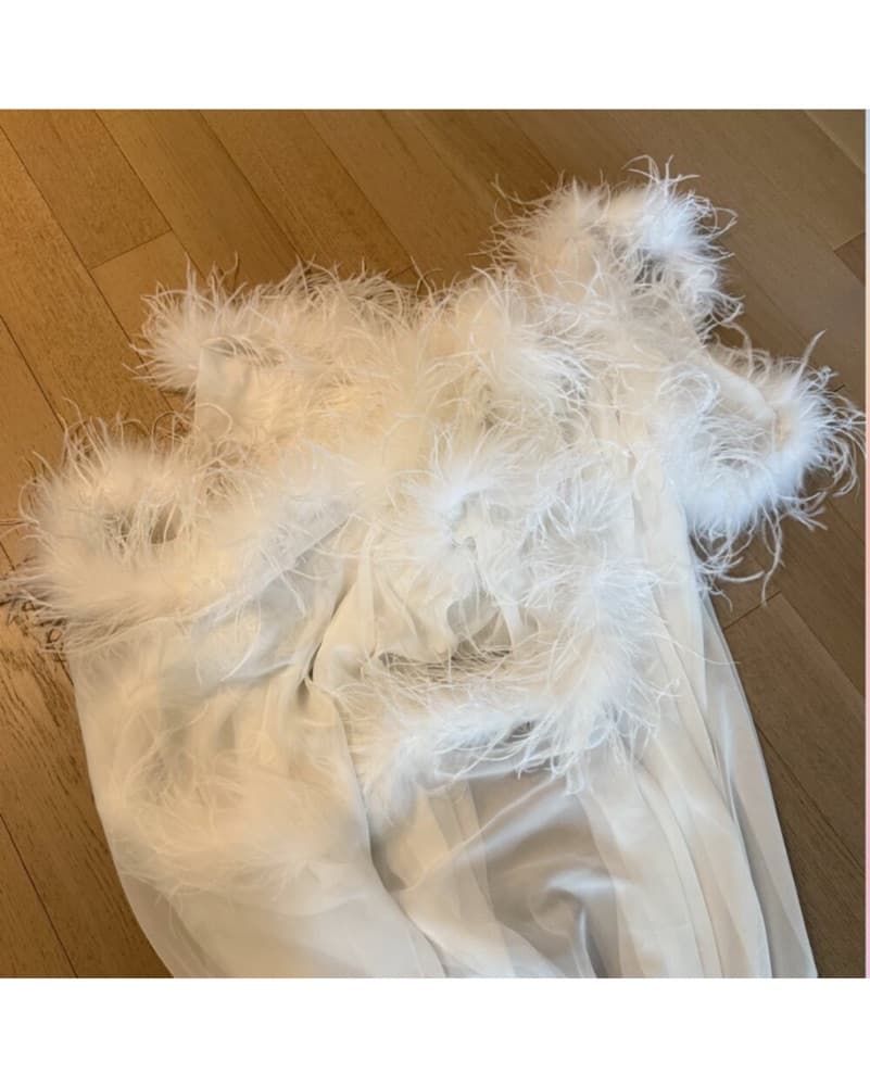Custom Made Bridal Feather Silk Cape  - Image 5