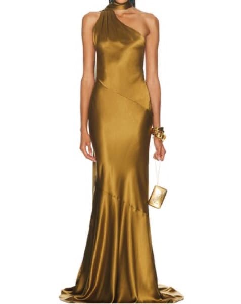 Retrofête Kelsa Silk Gown in Ochre - Image 5
