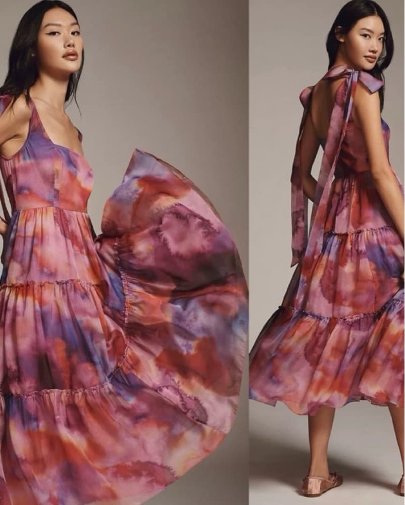 BHLDN Isabella Tie Dye Midi Dress - Image 1
