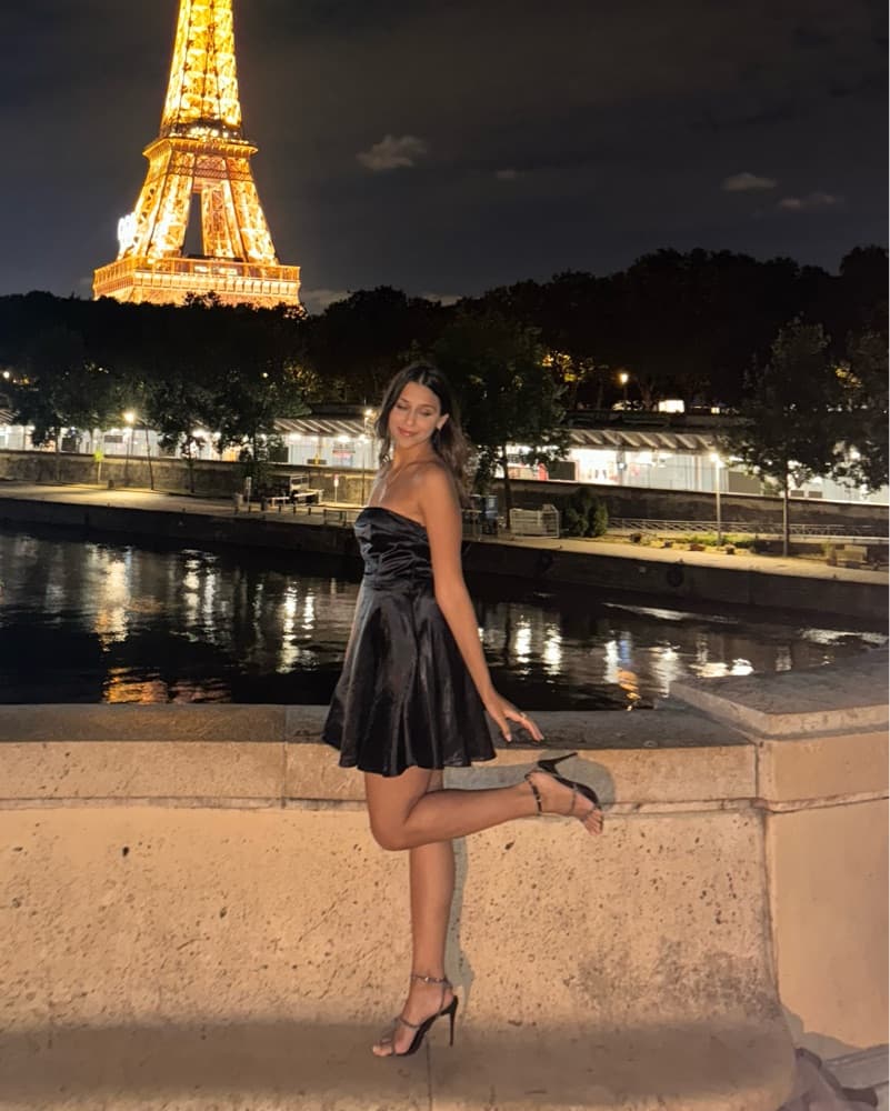 Elegant Satin Mini Dress with Cinched Waist - Image 1