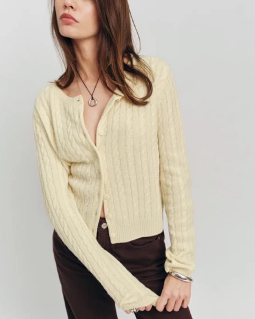 Cashmere Yellow Cardigan - Image 1
