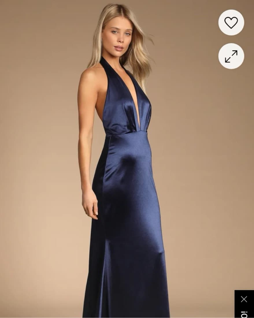 Lulus Blue Satin Halter Dress - Image 1
