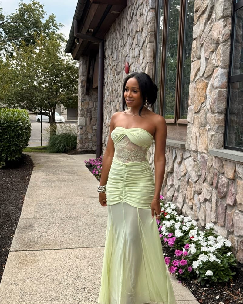 Lace & Mesh Sage Maxi Dress - Image 6