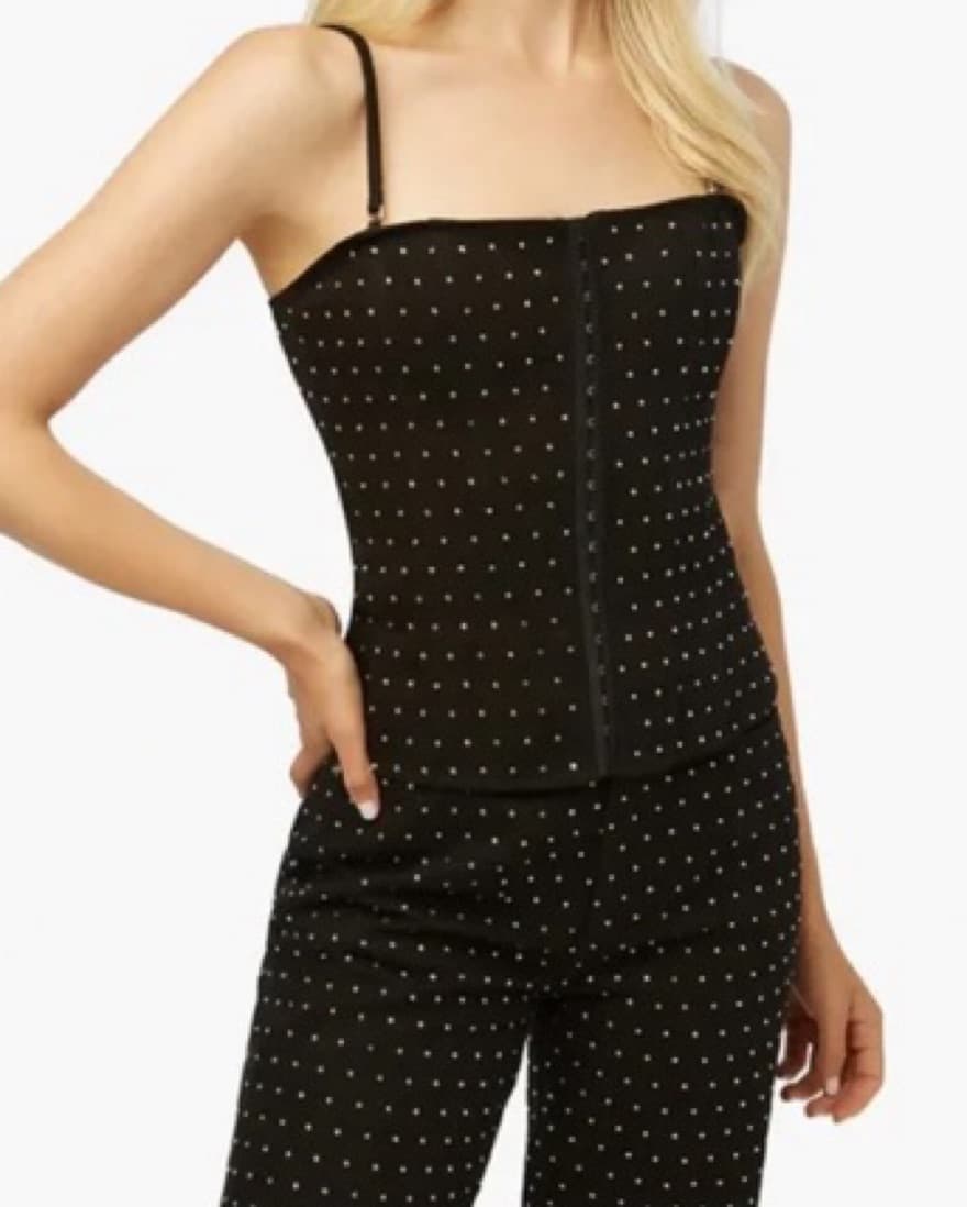 Weworewhat Mesh Denium Twill Gem Corset - Image 4