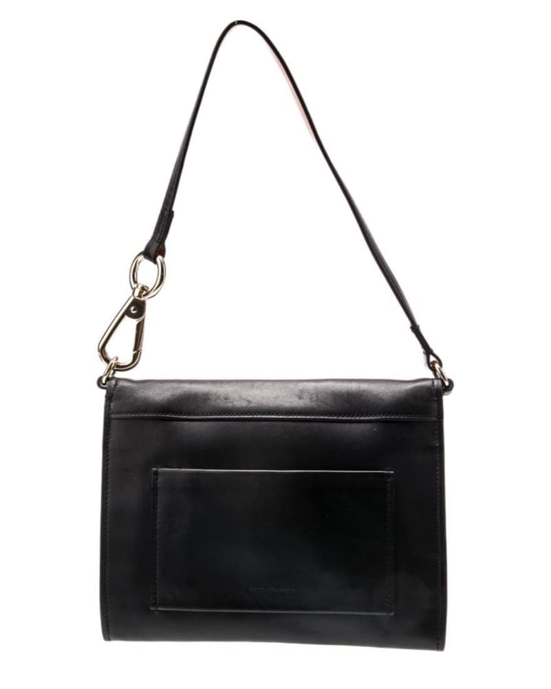 black leather clutch w/ gold hardware - Image 2