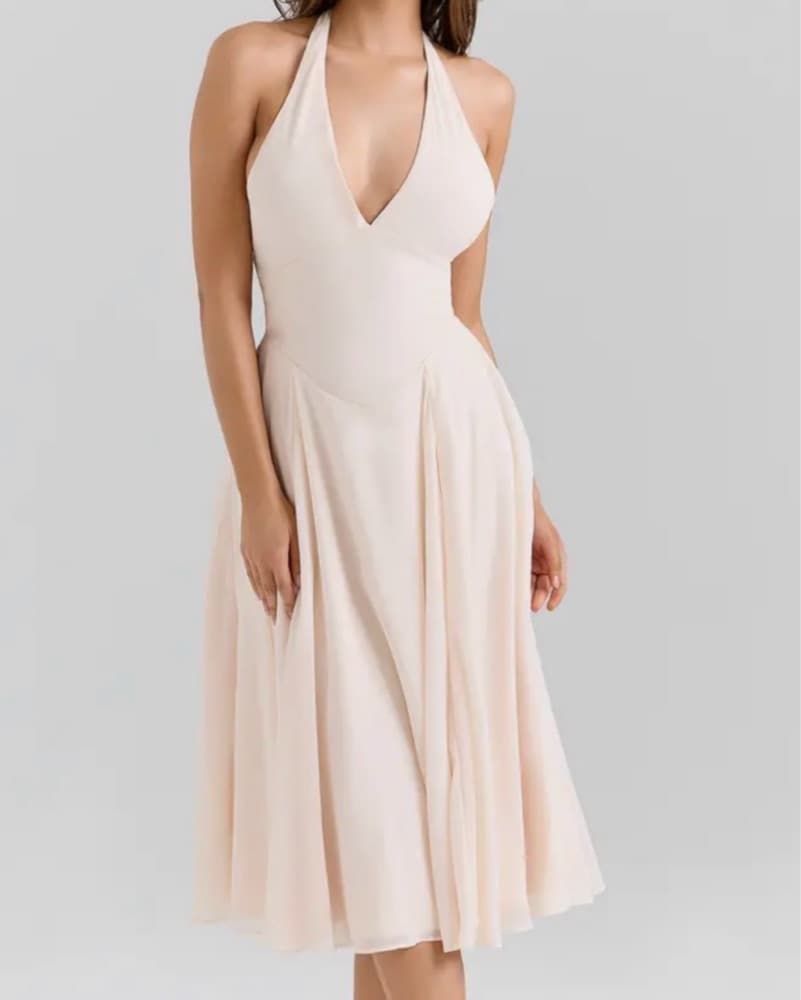 House Of CB Halter Georgette Midi Dress - Image 1