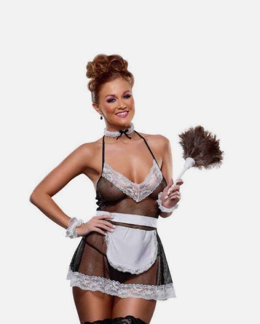 Fishnet Maid Costume - Halloween Costume - Image 1