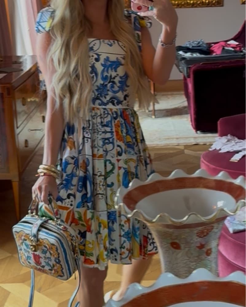 Dolce Gabbana Majolica Cotton Dress 40 - Image 4