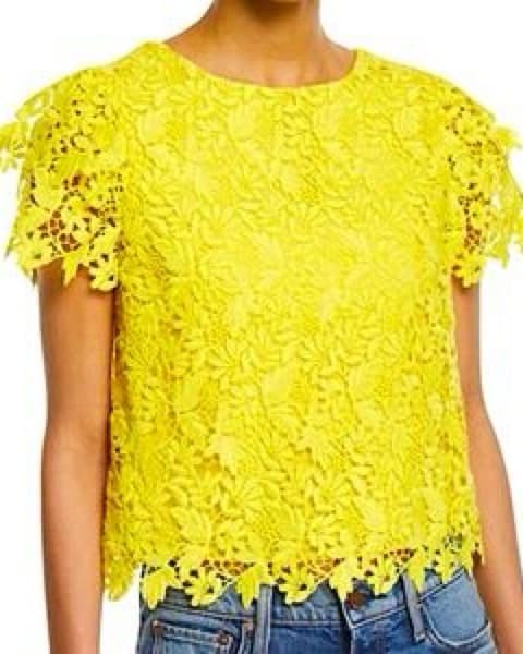 Alice & Olivia Bright Yellow Lace Top - Image 4