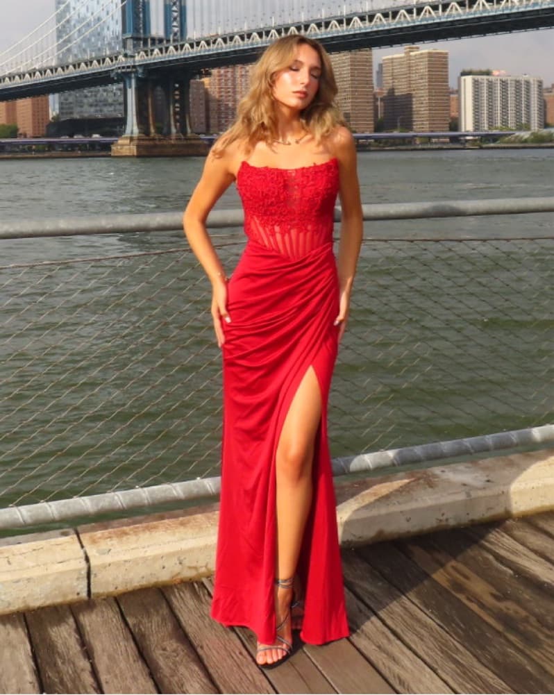 Shayla Strapless Corset Lace Formal Dres - Image 1
