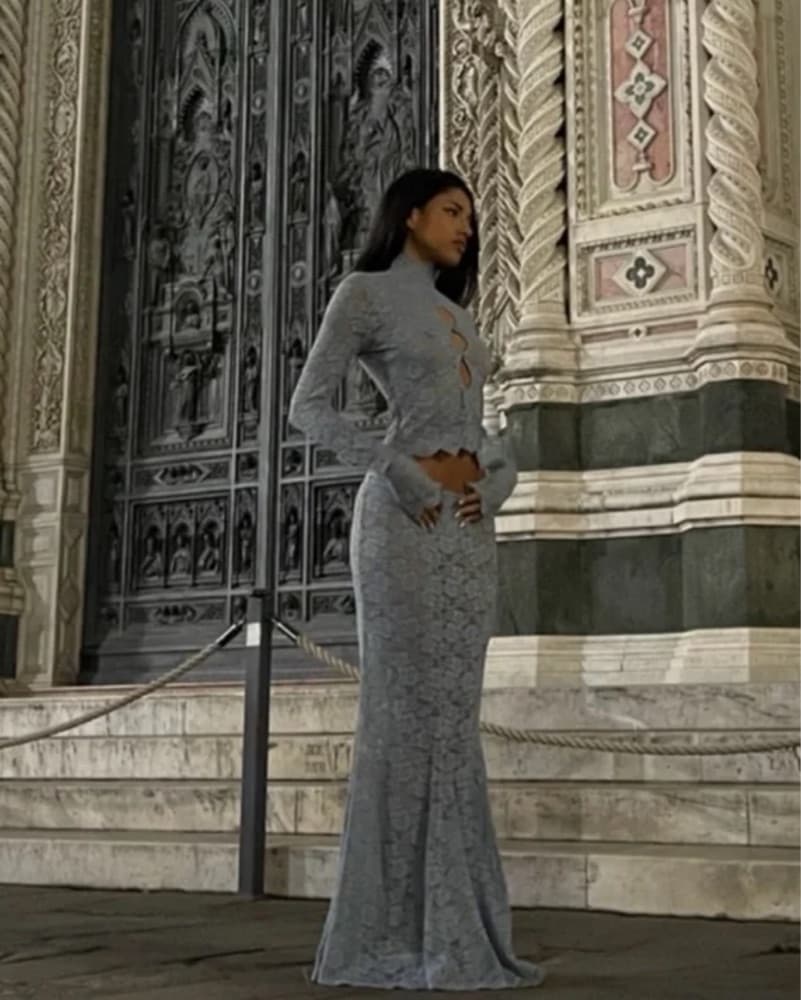 Ice blue Revolve LPA Lace Set - Image 3