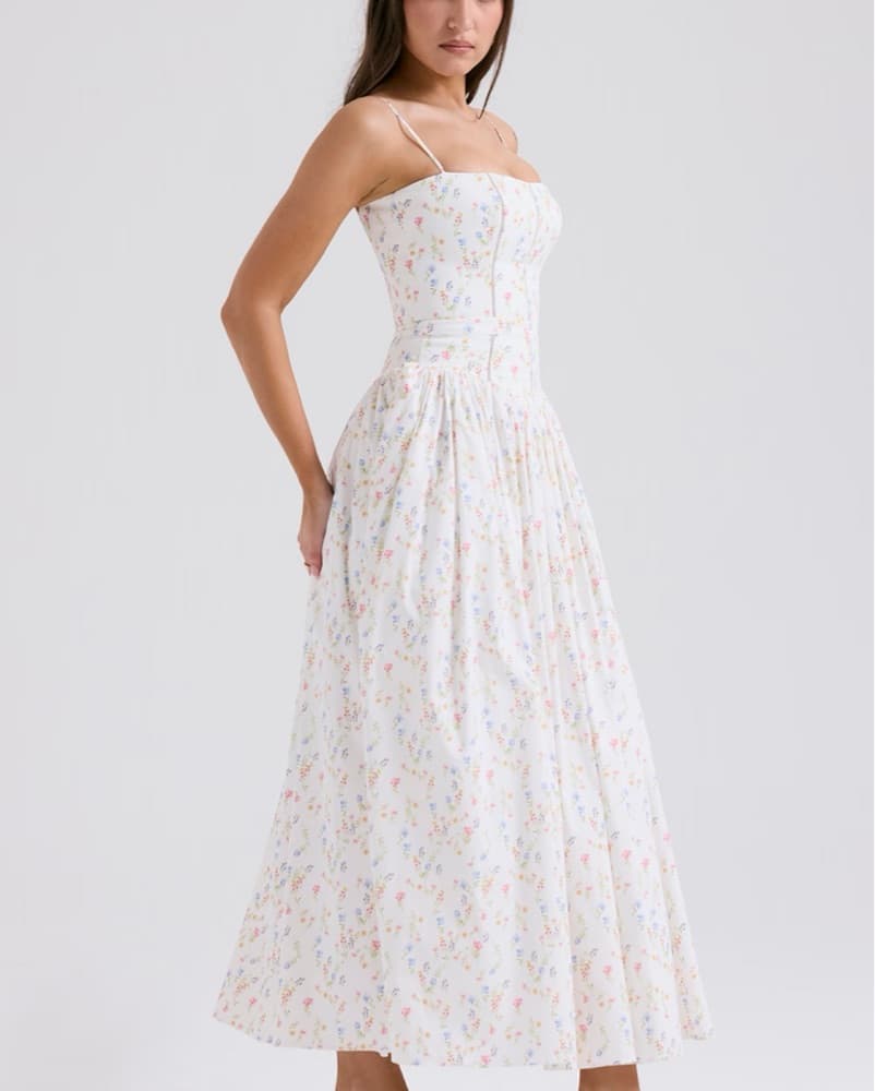 House Of CB Ysabella White Posy Print - Image 3