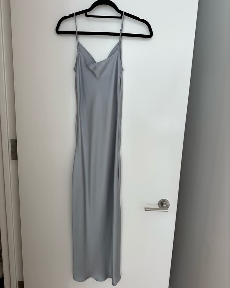 Blue Grey All Saint Silk Slip Dress - Image 2