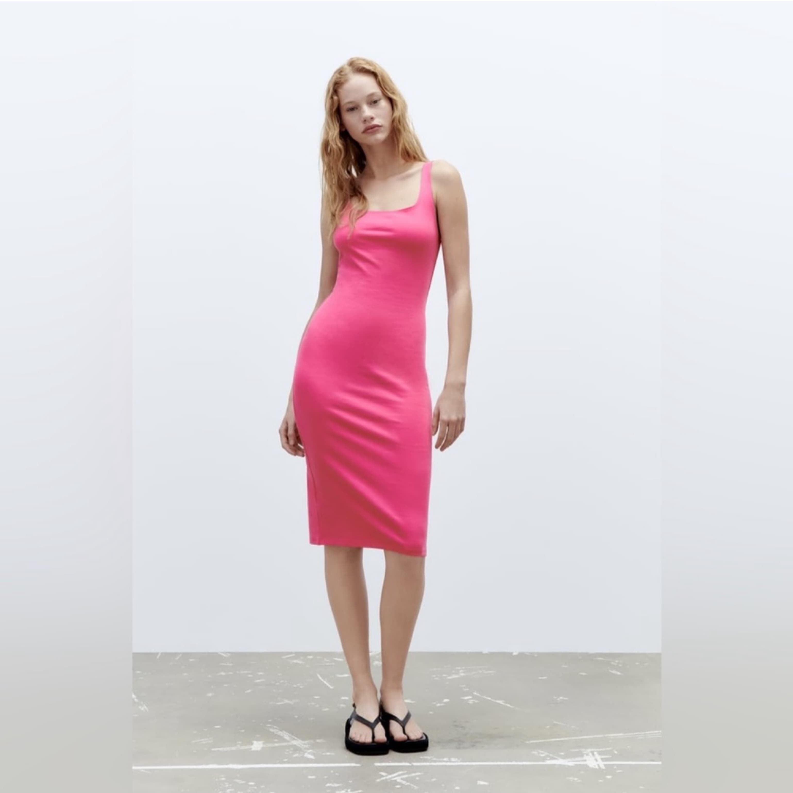 ZARA BODYCON DRESS BRIGHT HOT FUCHSIA   - Image 2